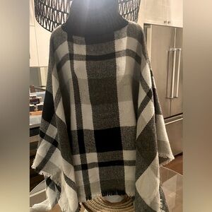 Plaid turtleneck poncho , perfect for fall